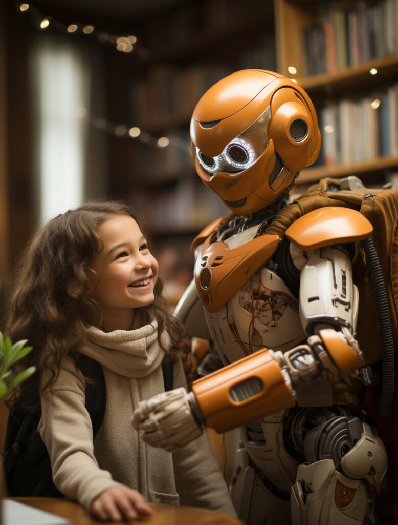 customised robot with girl